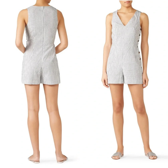 Club Monaco Cadhell White and Navy Checkered Romper Size 4 - Picture 2 of 8